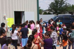 The community began gathering for the "free garage sale."